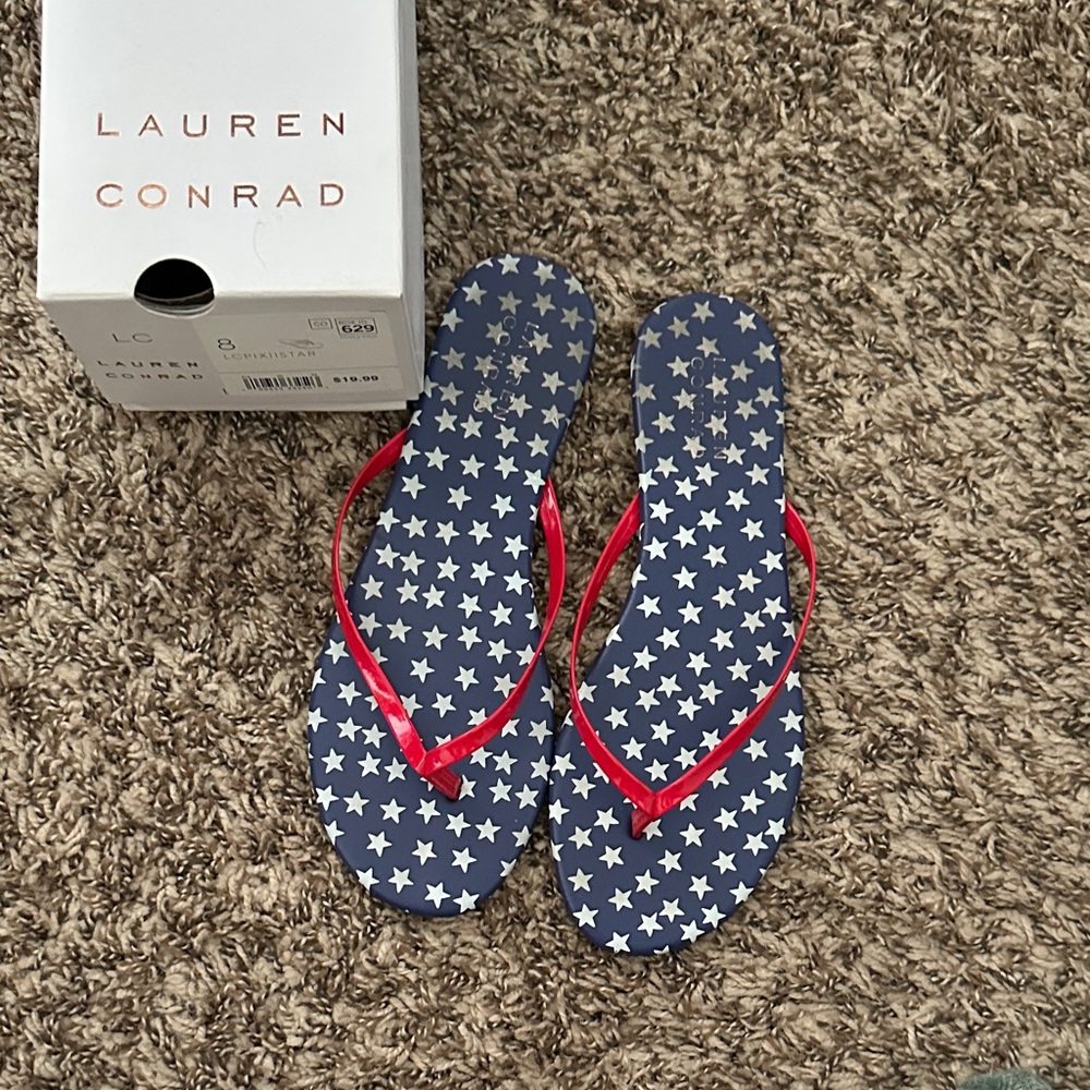 LC Lauren Conrad Red and Blue Star Sandals